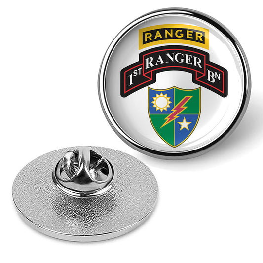 1st Battalion, 75th Ranger Regiment With Ranger Tab Brooches & Pins - Silver
