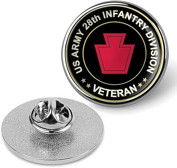 US Army 28th Infantry Division Veteran Tie Suit Shirt Lapel Pin - Silver