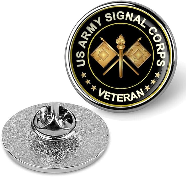 US Army Singal Corps Veteran Lapel Pin Veteran Tie Suit Shirt Pinback-Silver
