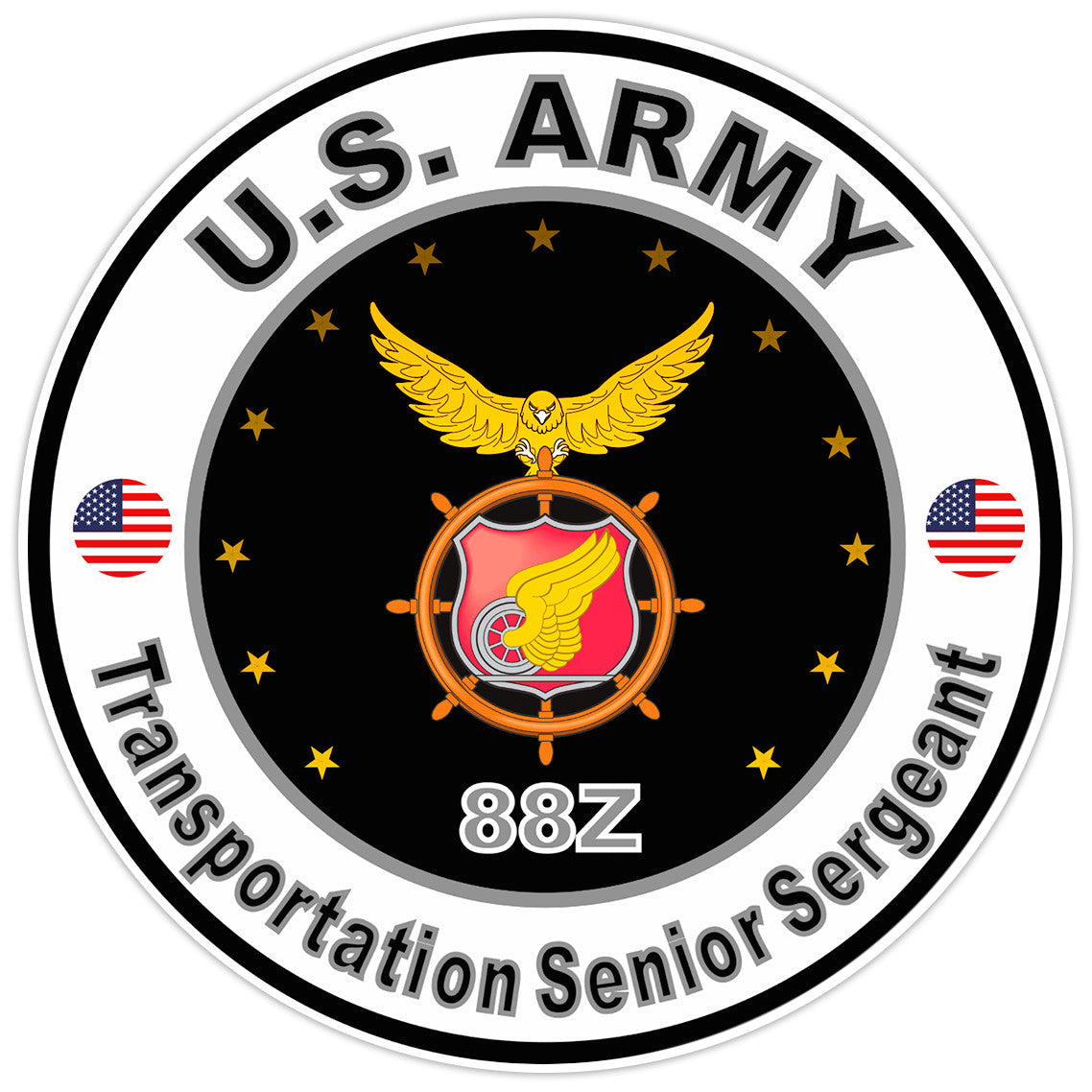 US Army Transportation Senior Sergeant Bumper Sticker Military Vinyl Decal 5"