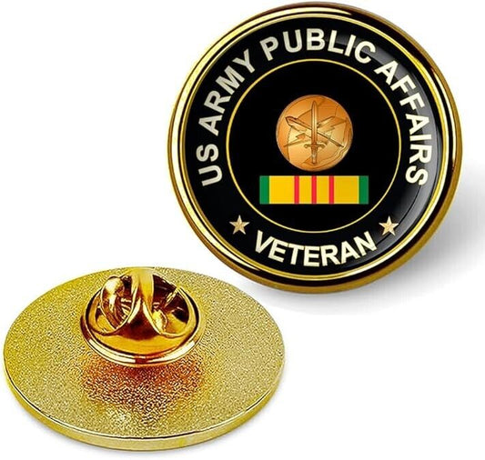 US Army Public Affairs Veteran Tie Suit Shirt Lapel Pin - Gold