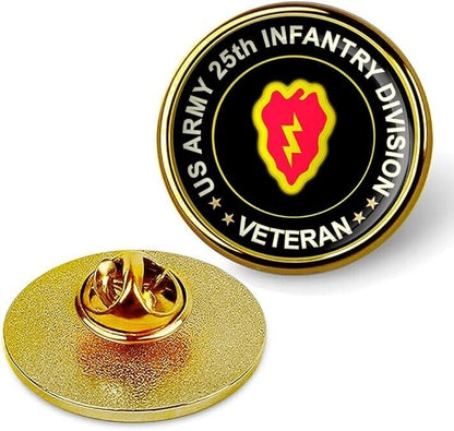 US Army 25th Infantry Division Veteran Tie Suit Shirt Lapel Pin - Gold