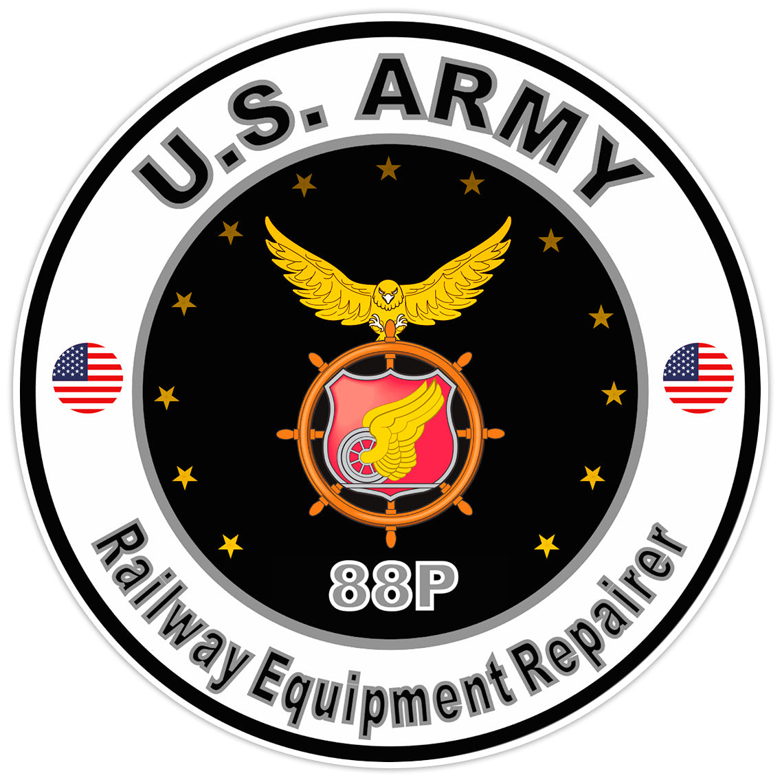 US Army Railway Equipment Repairer Bumper Sticker Military Vinyl Decal 5"