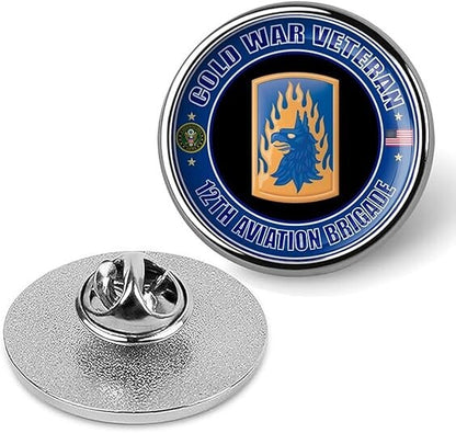 Cold War Veteran 12th Aviation Brigade Tie Suit Shirt Lapel Pin - Silver