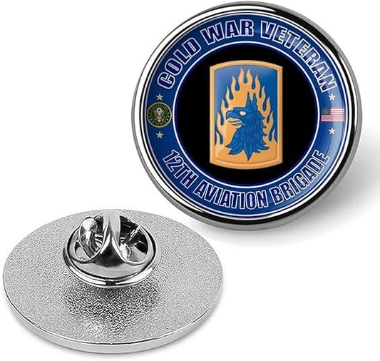 Cold War Veteran 12th Aviation Brigade Tie Suit Shirt Lapel Pin - Silver