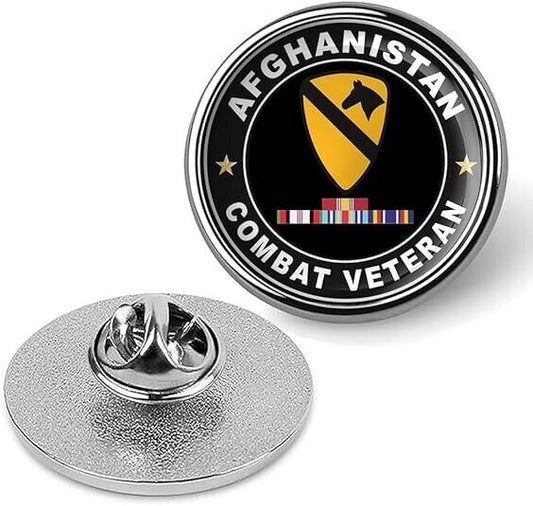 Afghanistan Combat Veteran Tie Suit Shirt Lapel Pin - Silver