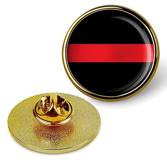 First Responder Firefighter Thin Red Line Lapel Tie Tac Badge Suit Shirt -Gold