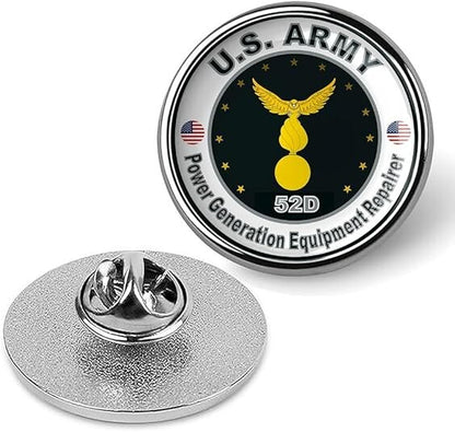 US Army Power Generation Equipment Repairer Tie Shirt Lapel Pin - Silver