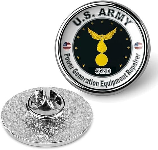 US Army Power Generation Equipment Repairer Tie Shirt Lapel Pin - Silver