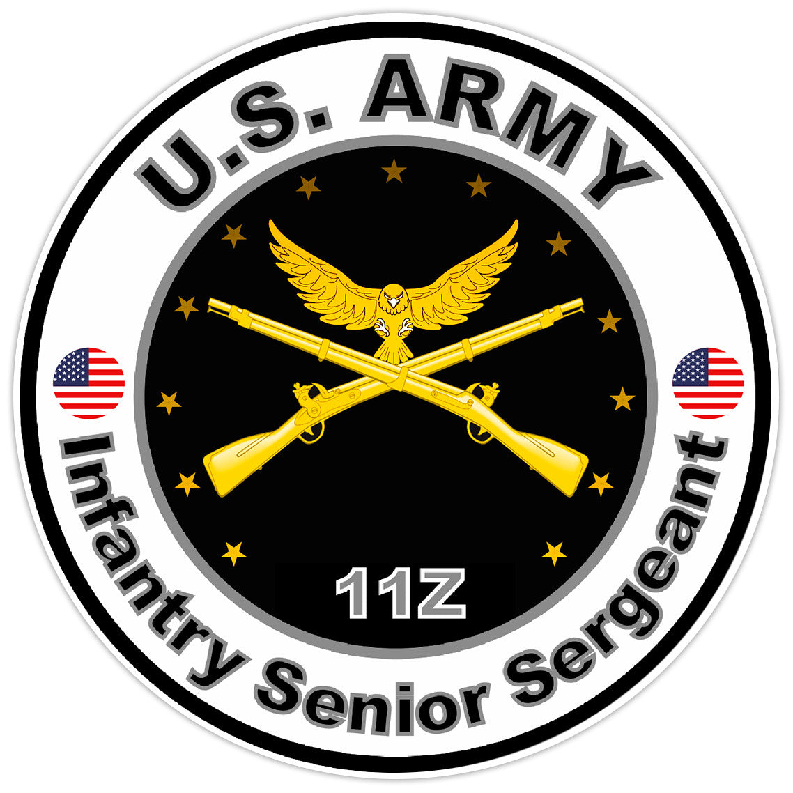 US Army Infantry Senior Sergeant Bumper Sticker Military Soldier Decal 5"