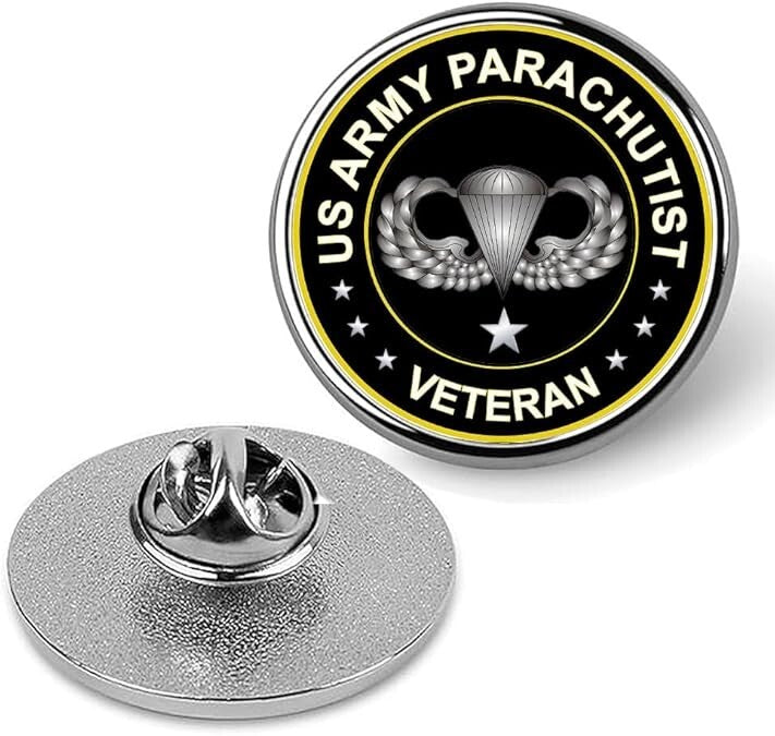 US Army Parachutist Veteran Lapel Pin Veteran Tie Suit Shirt Pinback-Silver