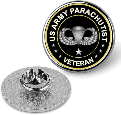 US Army Parachutist Veteran Lapel Pin Veteran Tie Suit Shirt Pinback-Silver