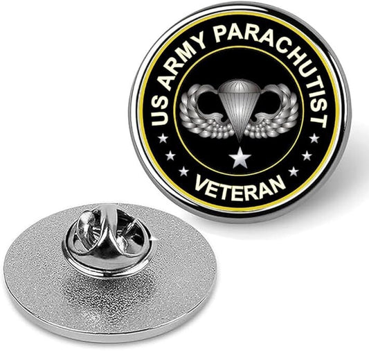 US Army Parachutist Veteran Lapel Pin Veteran Tie Suit Shirt Pinback-Silver
