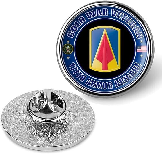 Cold War Veteran 177th Armor Brigade Tie Suit Shirt Lapel Pin - Silver