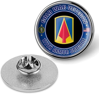 Cold War Veteran 177th Armor Brigade Tie Suit Shirt Lapel Pin - Silver