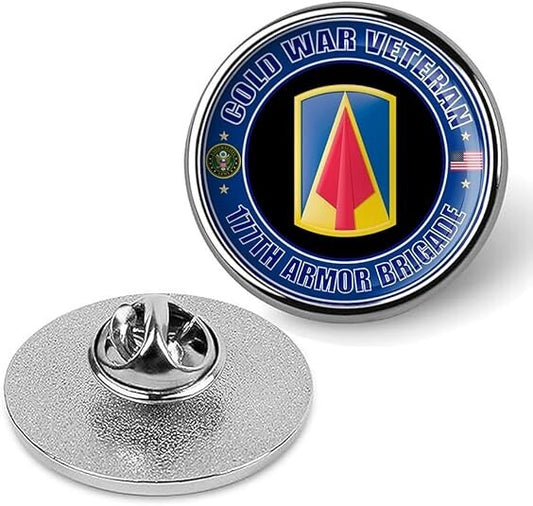 Cold War Veteran 177th Armor Brigade Tie Suit Shirt Lapel Pin - Silver