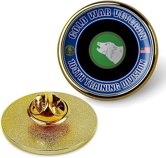 Cold War Veteran 104th Training Division Tie Suit Shirt Lapel Pin - Gold