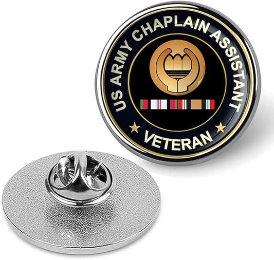 US Army Chaplain Assistant Veteran Tie Suit Shirt Lapel Pin - Silver