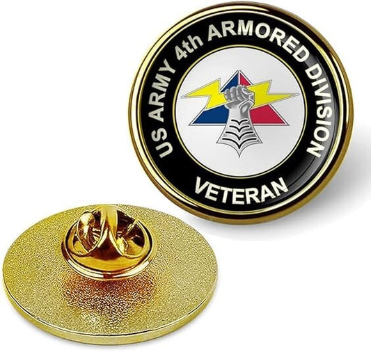 U.S. Army 4th Armor Division Veteran Lapel Pin Tie Suit Shirt Lapel Pin-Gold