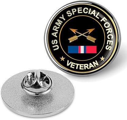 US Army Special Forces Veteran Tie Suit Shirt Lapel Pin - Silver