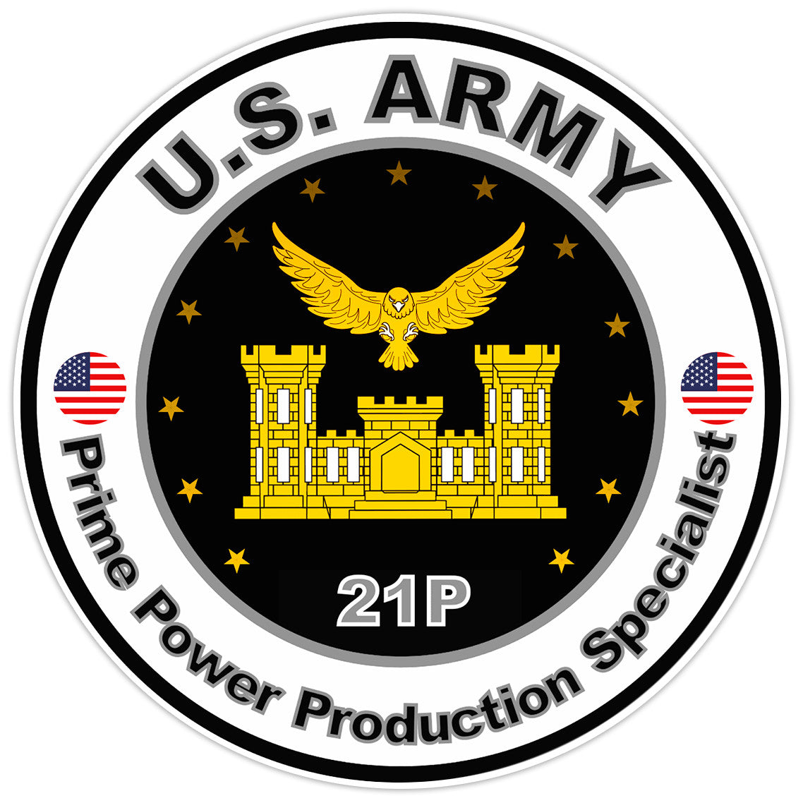 US Army Prime Power Production Specialist Sticker Military Soldier Decal 5"