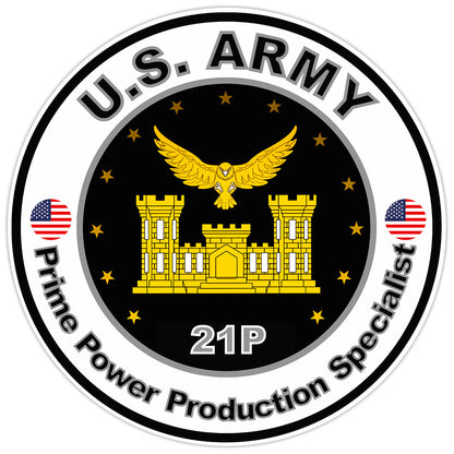 US Army Prime Power Production Specialist Sticker Military Soldier Decal 5"