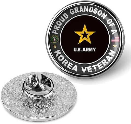 Proud Grandson Of A Korea Veteran Tie Suit Shirt Lapel Pin - Silver