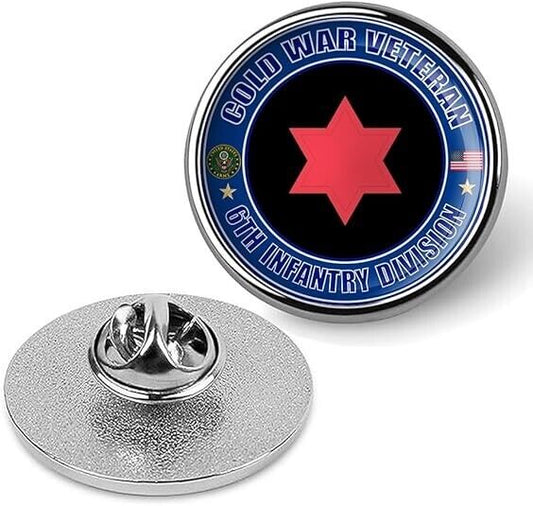Cold War Veteran 6th Infantry Division Tie Suit Shirt Lapel Pin - Silver