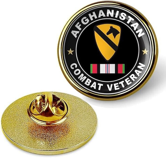 Afghanistan Combat Veteran Tie Suit Shirt Lapel Pin - Gold