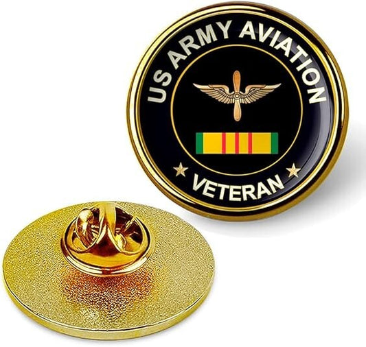 US Army Aviation Veteran Tie Suit Shirt Lapel Pin - Gold