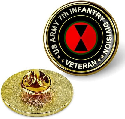 US Army 7th Infantry Division Veteran Tie Suit Shirt Lapel Pin - Gold