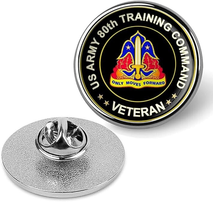 US Army 80th Training Command Veteran Tie Suit Shirt Lapel Pin - Silver
