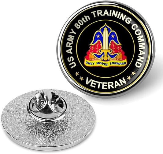 US Army 80th Training Command Veteran Tie Suit Shirt Lapel Pin - Silver