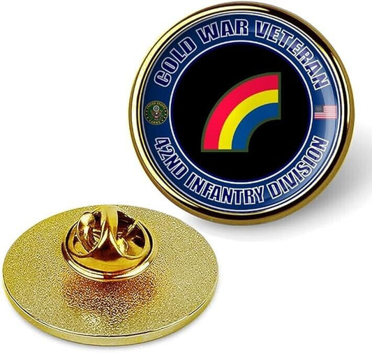 Cold War Veteran 42nd Infantry Division Tie Suit Shirt Lapel Pin - Gold