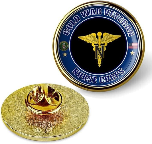 Cold War Veteran Nurse Corps Tie Suit Shirt Lapel Pin - Gold