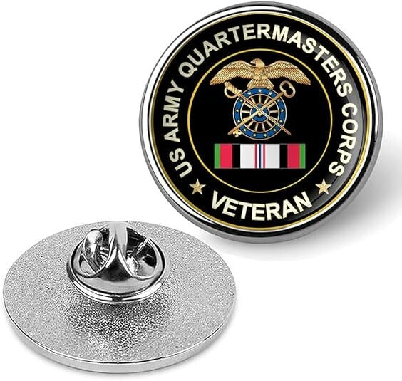 US Army Quartermasters Corps Veteran Tie Suit Shirt Lapel Pin - Silver