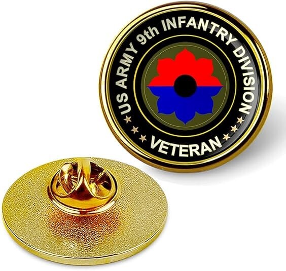 US Army 9th Infantry Division Veteran Tie Suit Shirt Lapel Pin - Gold
