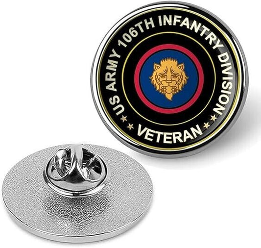 US Army 106th Infantry Division Veteran Tie Suit Shirt Lapel Pin - Silver
