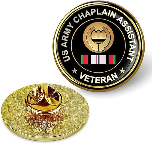 US Army Chaplain Assistant Veteran Tie Suit Shirt Lapel Pin - Gold