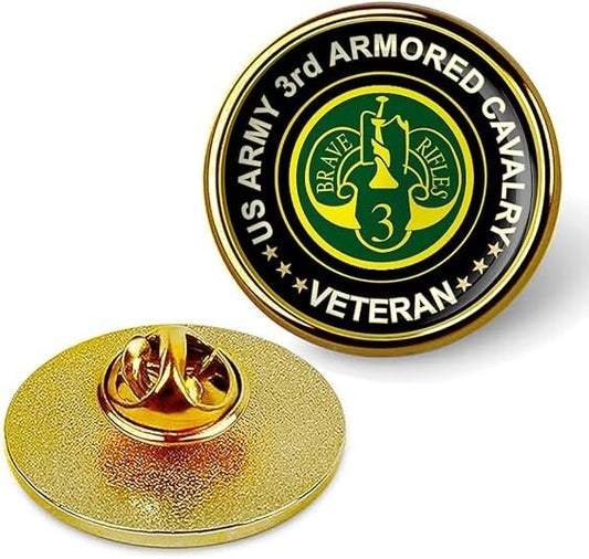 US Army 3rd Armored Cavalry Veteran Tie Suit Shirt Lapel Pin - Gold