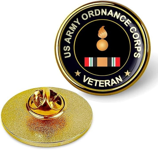 US Army Ordnance Corps Veteran Tie Suit Shirt Lapel Pin - Gold