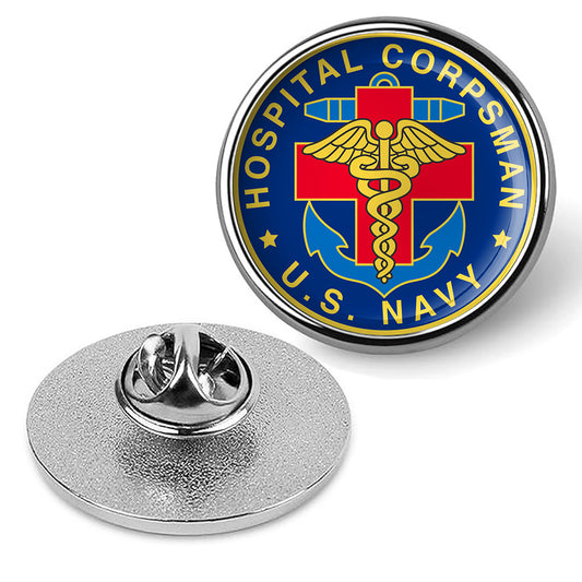Navy Hospital Corpsman Tie Tac, Hat Pin Badge, Military Emblem Lapel Pin -Silver