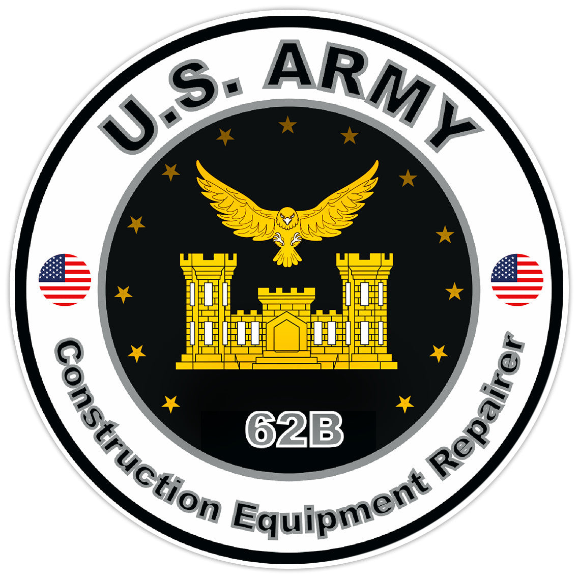 US Army Construction Equipment Repairer Bumper Sticker Military Decal 5"