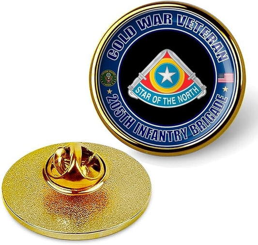Cold War Veteran 205th Infantry Brigade Tie Suit Shirt Lapel Pin - Gold