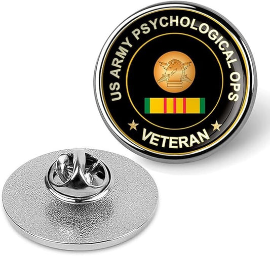 US Army Psychological Ops Veteran Tie Suit Shirt Lapel Pin - Silver