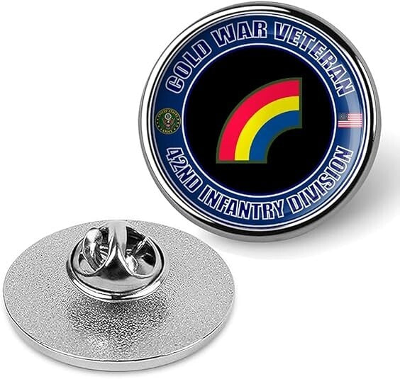 Cold War Veteran 42nd Infantry Division Tie Suit Shirt Lapel Pin - Silver