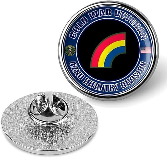 Cold War Veteran 42nd Infantry Division Tie Suit Shirt Lapel Pin - Silver