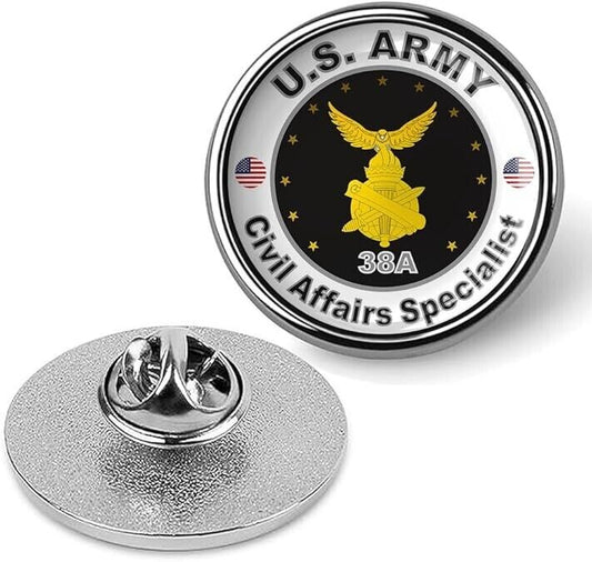 United States Army Civil Affairs Specialist Tie Suit Shirt Lapel Pin - Silver