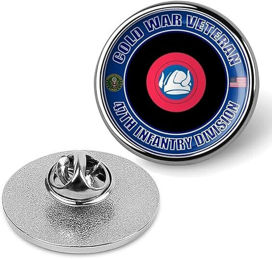 Cold War Veteran 47th Infantry Division Tie Suit Shirt Lapel Pin - Silver
