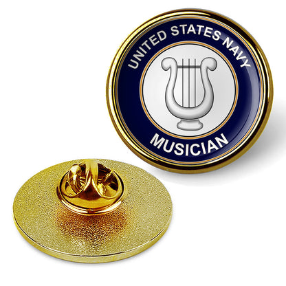 U.S. Navy Musician Tie Tac, Hat Pin, Military Emblem Lapel Pin - Gold